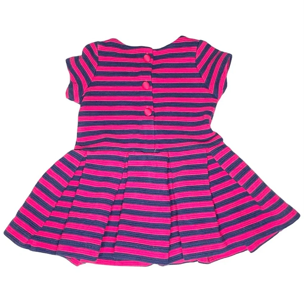 Ralph Lauren Pink Blue Striped Ribbed Dress Size 3M
